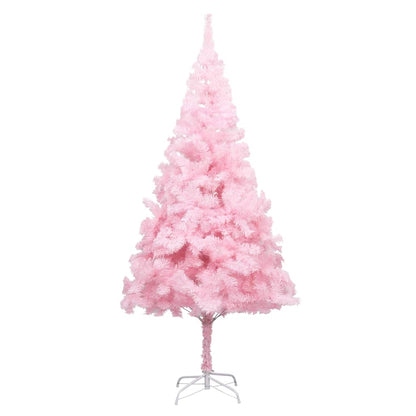 Kunstkerstboom met verlichting en kerstballen 210 cm PVC roze