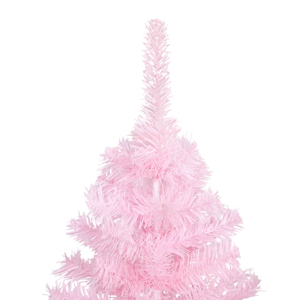 Kunstkerstboom met verlichting en kerstballen 210 cm PVC roze