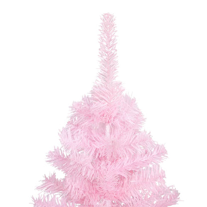 Kunstkerstboom met verlichting en kerstballen 210 cm PVC roze