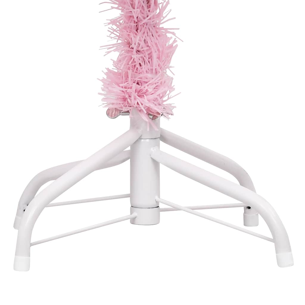 Kunstkerstboom met verlichting en kerstballen 210 cm PVC roze