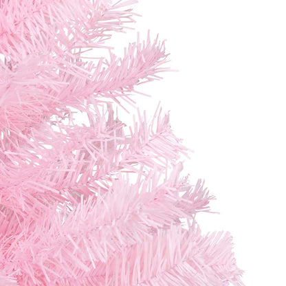 Kunstkerstboom met verlichting en kerstballen 210 cm PVC roze