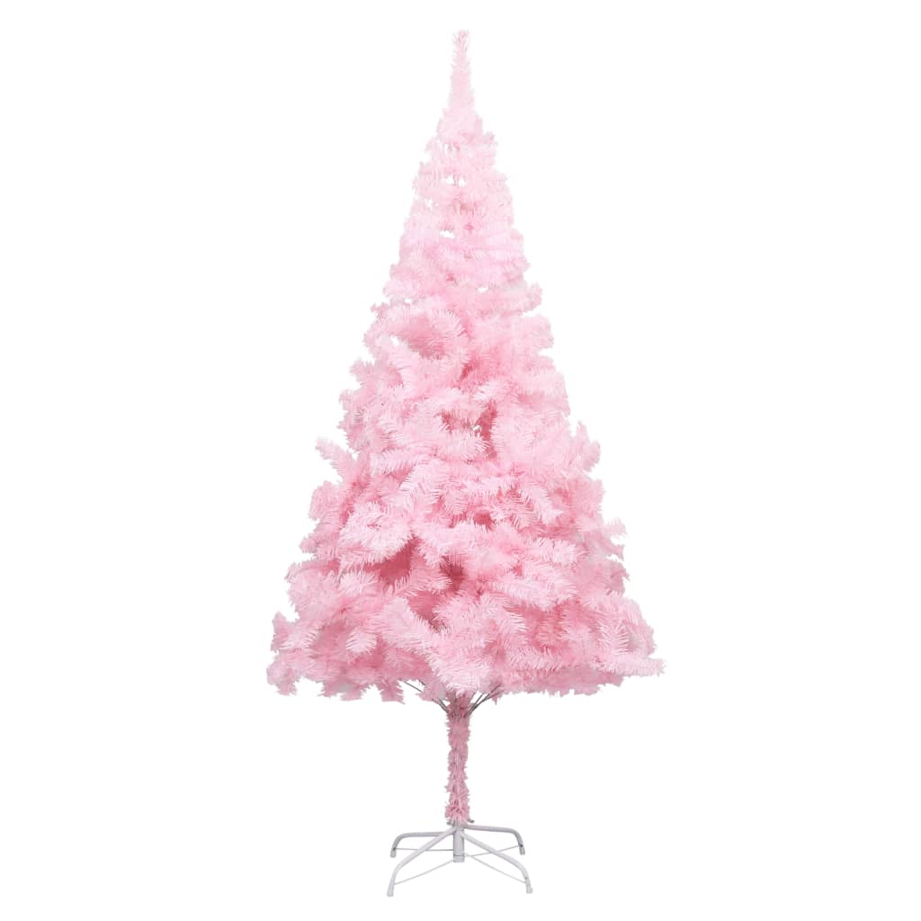 Kunstkerstboom met verlichting en kerstballen 240 cm PVC roze