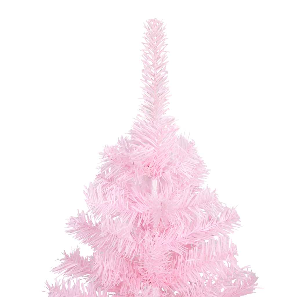 Kunstkerstboom met verlichting en kerstballen 240 cm PVC roze