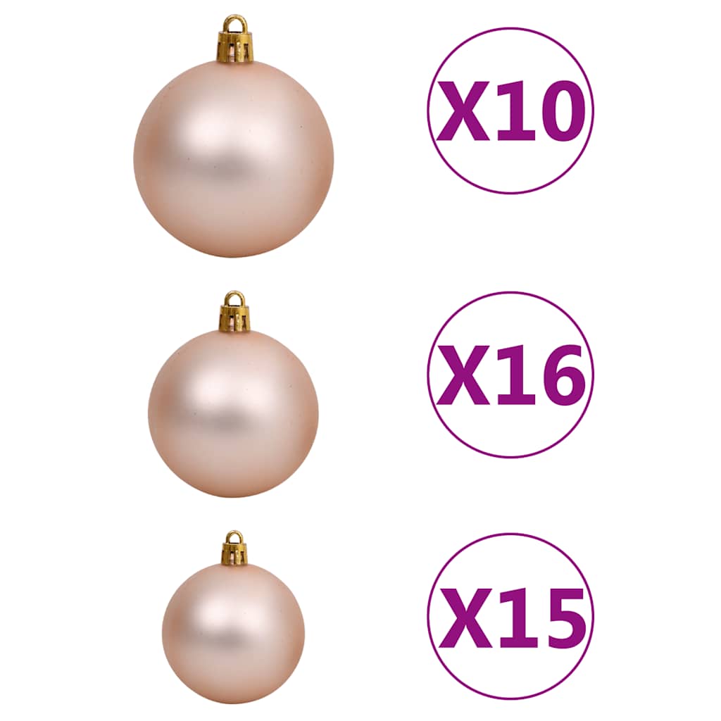 Kunstkerstboom met verlichting en kerstballen 240 cm PVC roze