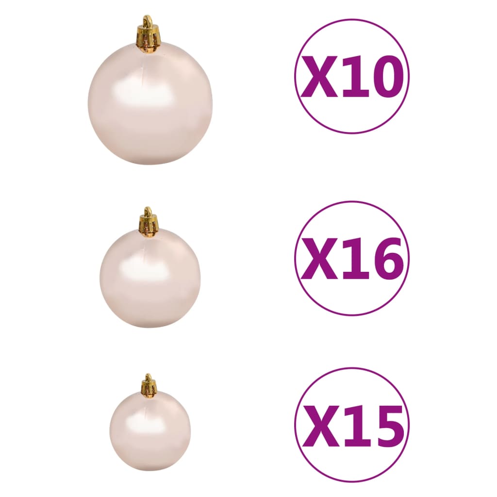 Kunstkerstboom met verlichting en kerstballen 240 cm PVC roze