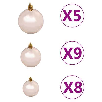 Kunstkerstboom met verlichting en kerstballen 180 cm PVC zwart