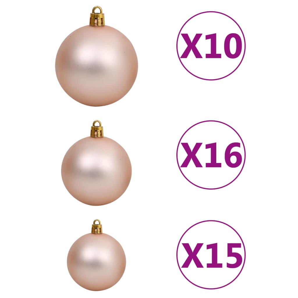 Kunstkerstboom met verlichting en kerstballen 210 cm PVC zwart