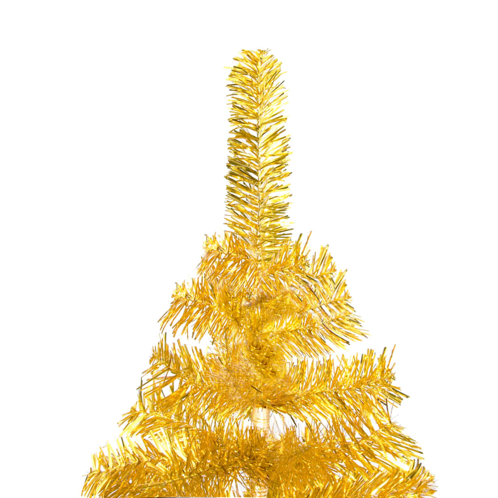 Kunstkerstboom met verlichting en kerstballen 180 cm PET goud