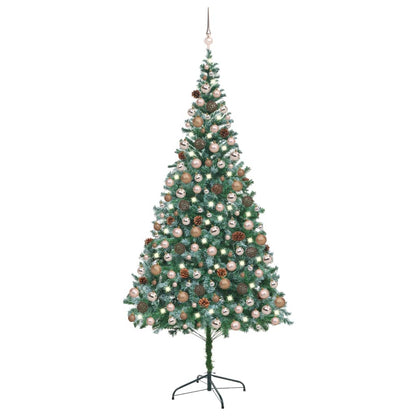 Kunstkerstboom met verlichting kerstballen dennenappels 210 cm