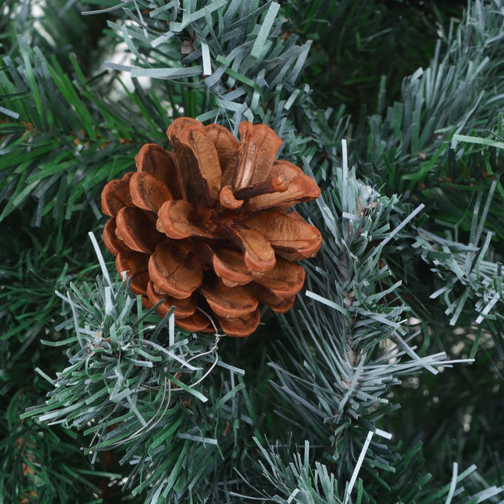 Kunstkerstboom met verlichting kerstballen dennenappels 210 cm