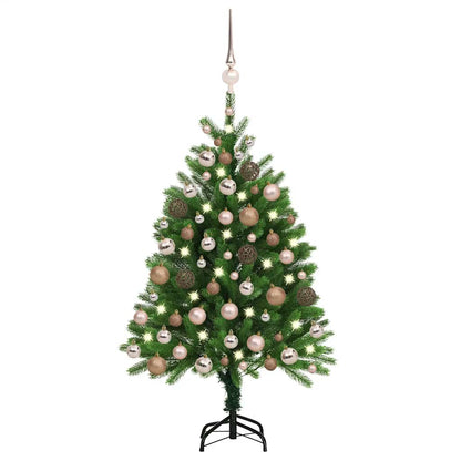 Kunstkerstboom met verlichting en kerstballen 120 cm groen