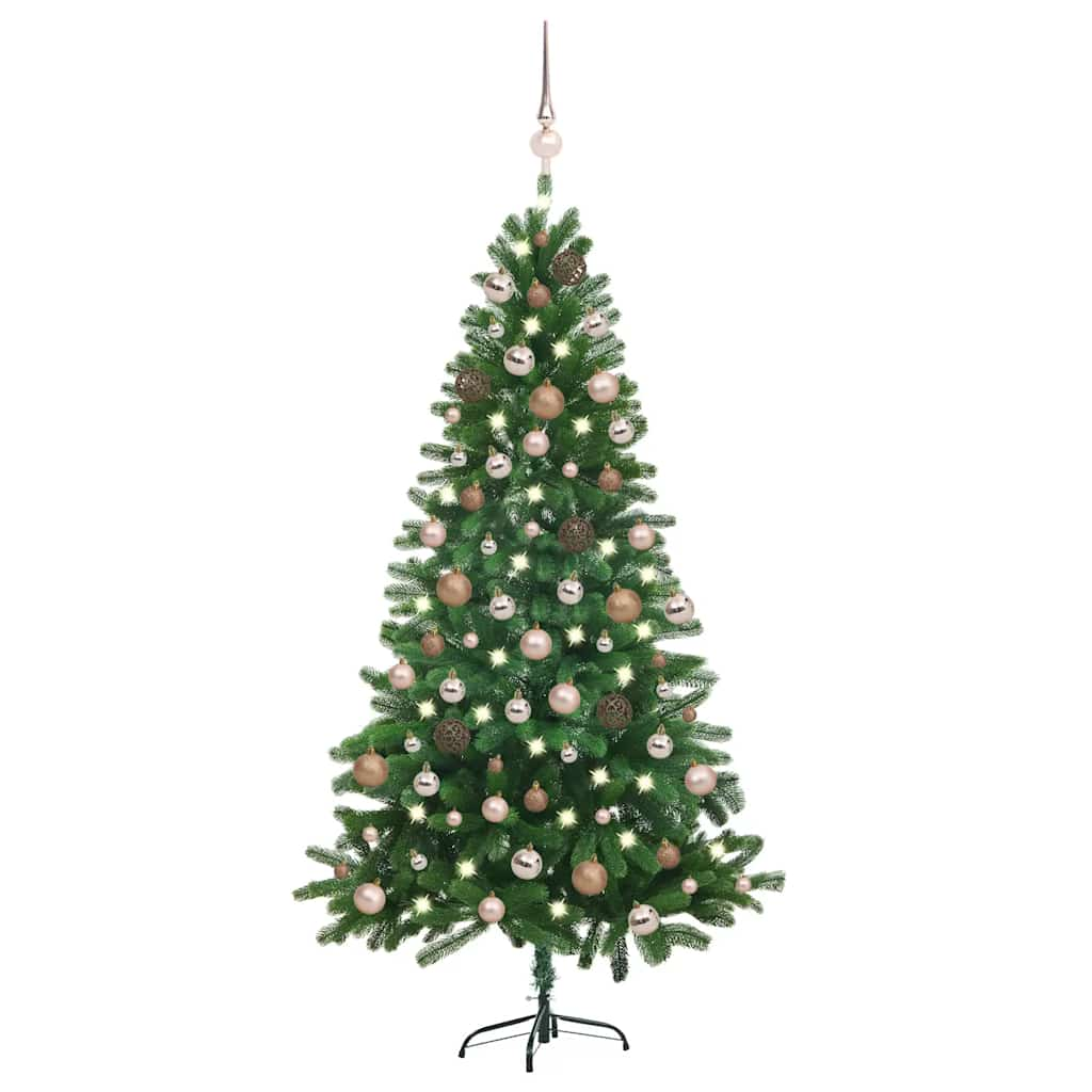 Kunstkerstboom met verlichting en kerstballen 150 cm groen