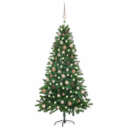 Kunstkerstboom met verlichting en kerstballen 180 cm groen