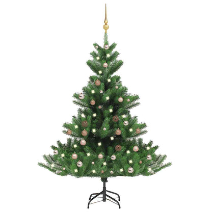 Kunstkerstboom Nordmann met LED's en kerstballen 120 cm groen