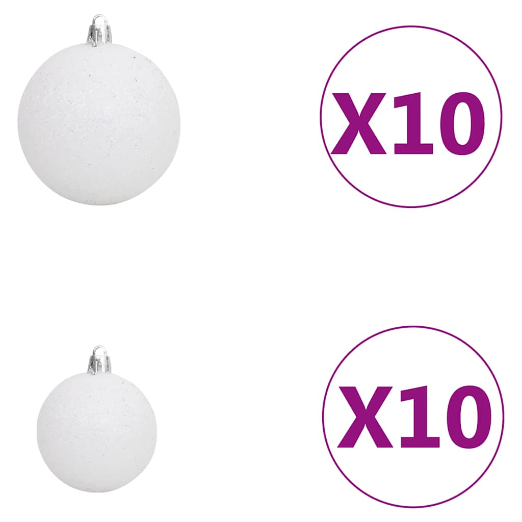 Kunstkerstboom met verlichting en kerstballen L 240 cm wit