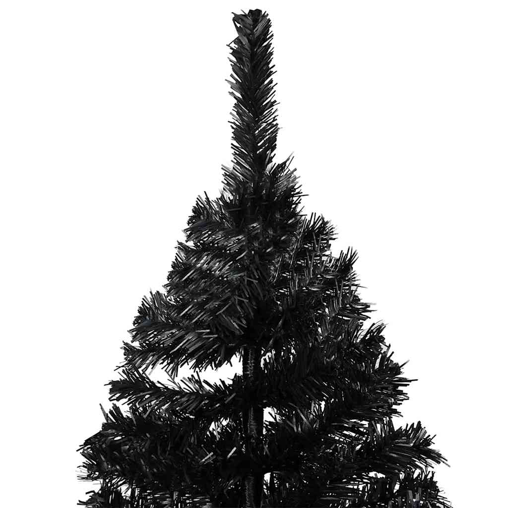 Kunstkerstboom met verlichting en kerstballen 240 cm PVC zwart