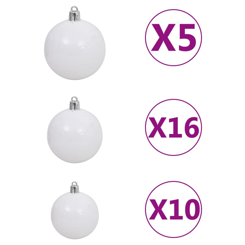 Kunstkerstboom met verlichting en kerstballen 240 cm PVC zwart