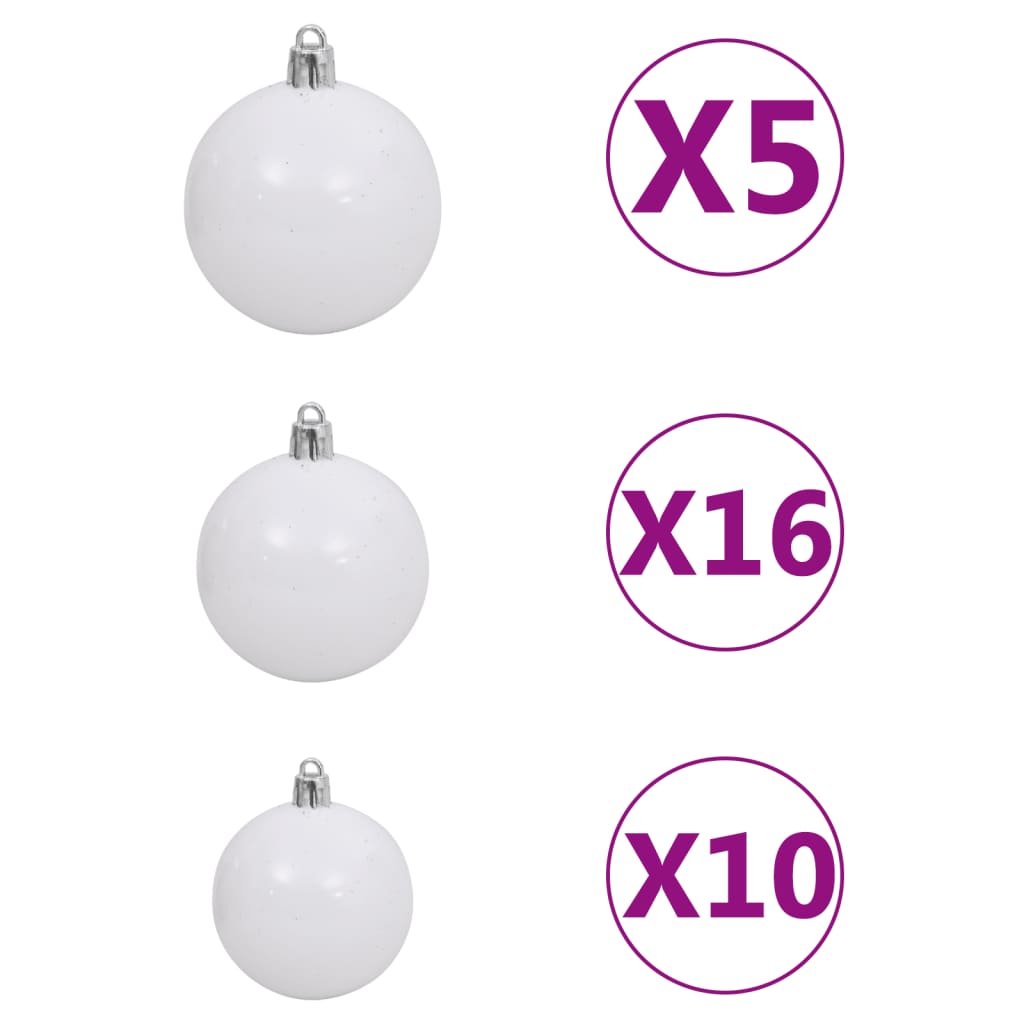 Kunstkerstboom met verlichting en kerstballen 210 cm PVC groen