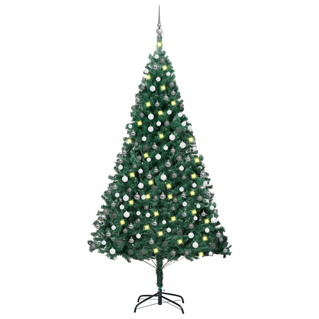 Kunstkerstboom met verlichting en kerstballen 240 cm groen