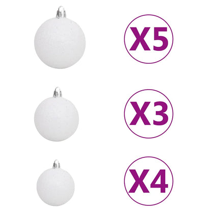 Kunstkerstboom met verlichting en kerstballen 150 cm PVC wit