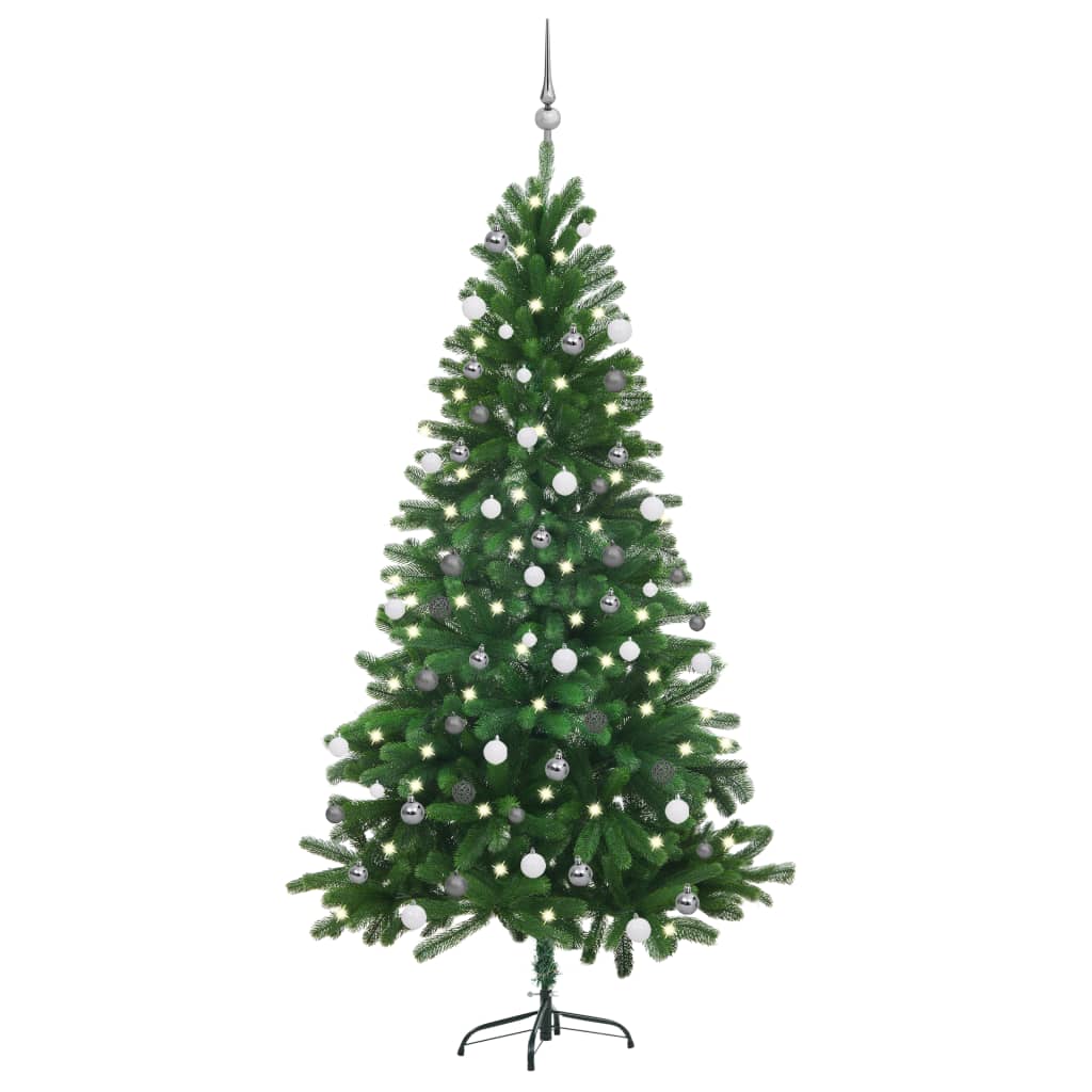 Kunstkerstboom met verlichting en kerstballen 180 cm groen