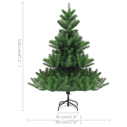 Kunstkerstboom Nordmann met LED's en kerstballen 120 cm groen