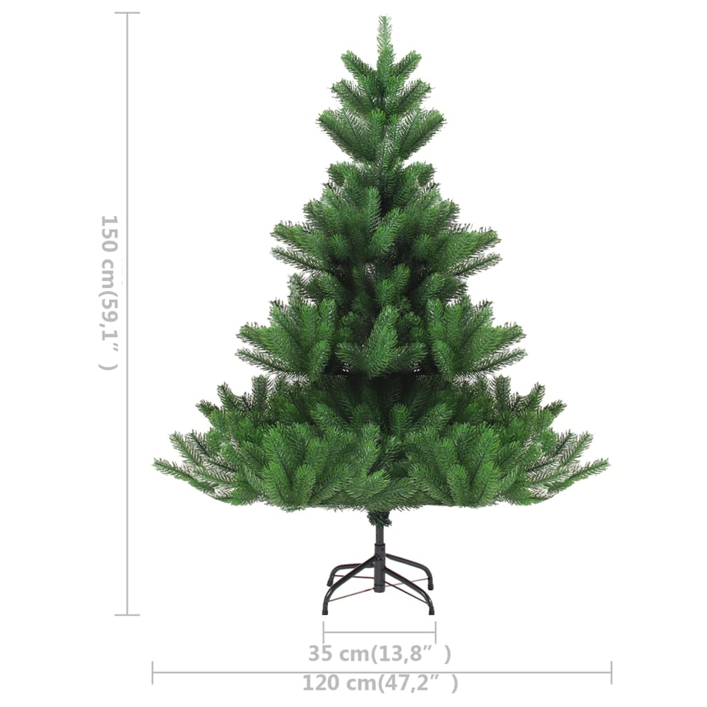 Kunstkerstboom Nordmann met LED's en kerstballen 150 cm groen