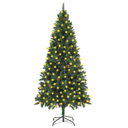 Kunstkerstboom met verlichting en dennenappels 210 cm groen