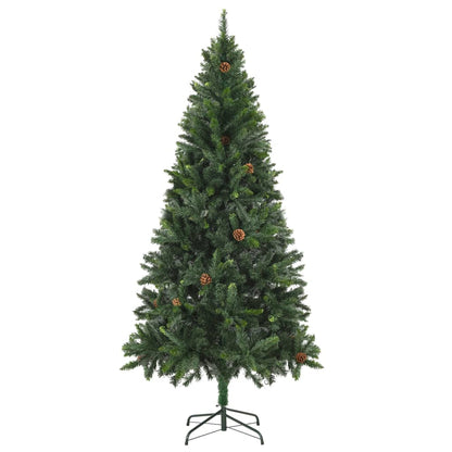 Kunstkerstboom met verlichting en dennenappels 210 cm groen