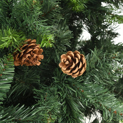 Kunstkerstboom met verlichting en dennenappels 210 cm groen