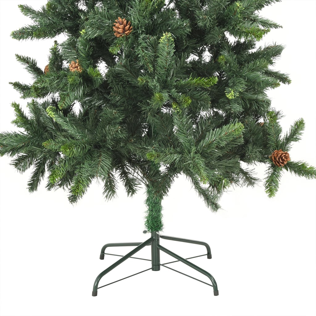 Kunstkerstboom met verlichting en dennenappels 210 cm groen