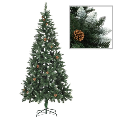 Kunstkerstboom met verlichting en dennenappels 210 cm