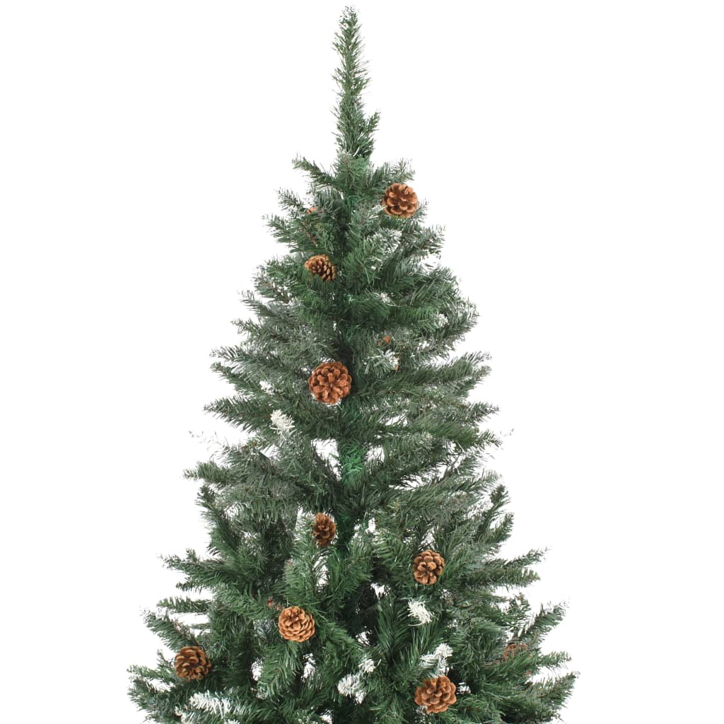 Kunstkerstboom met verlichting en dennenappels 210 cm