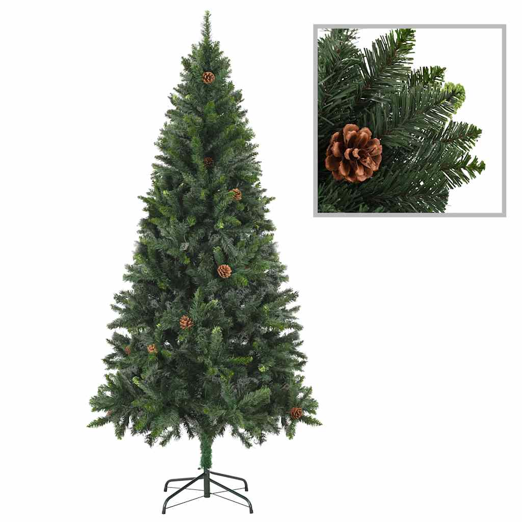 Kunstkerstboom met verlichting en kerstballen 210 cm groen