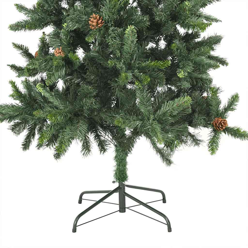 Kunstkerstboom met verlichting en kerstballen 210 cm groen