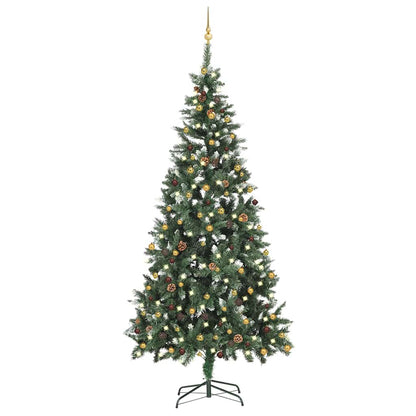 Kunstkerstboom met verlichting en kerstballen 210 cm