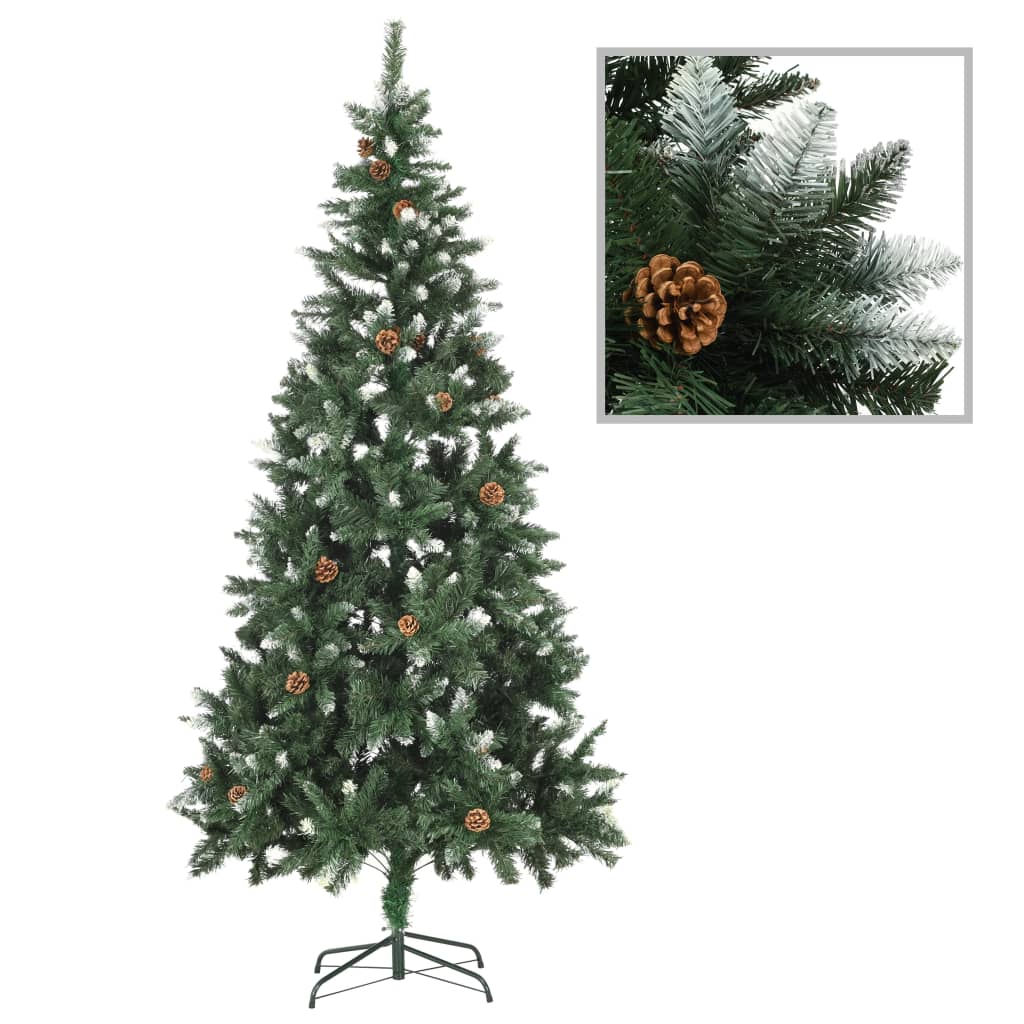 Kunstkerstboom met verlichting en kerstballen 210 cm