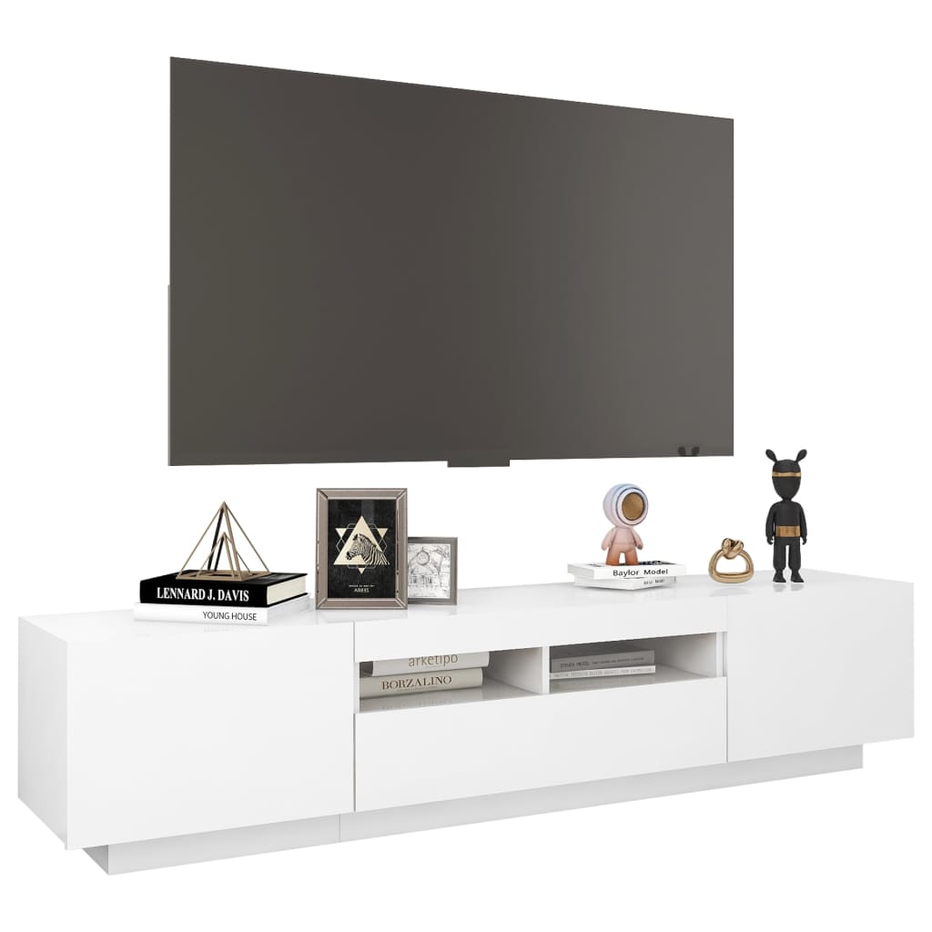 Tv-Meubel Met Led-Verlichting 180X35X40 Cm Wit