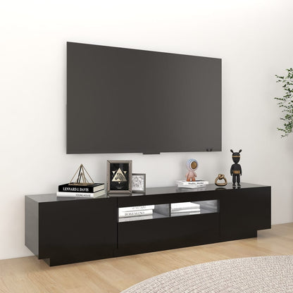 Tv-Meubel Met Led-Verlichting 180X35X40 Cm Zwart