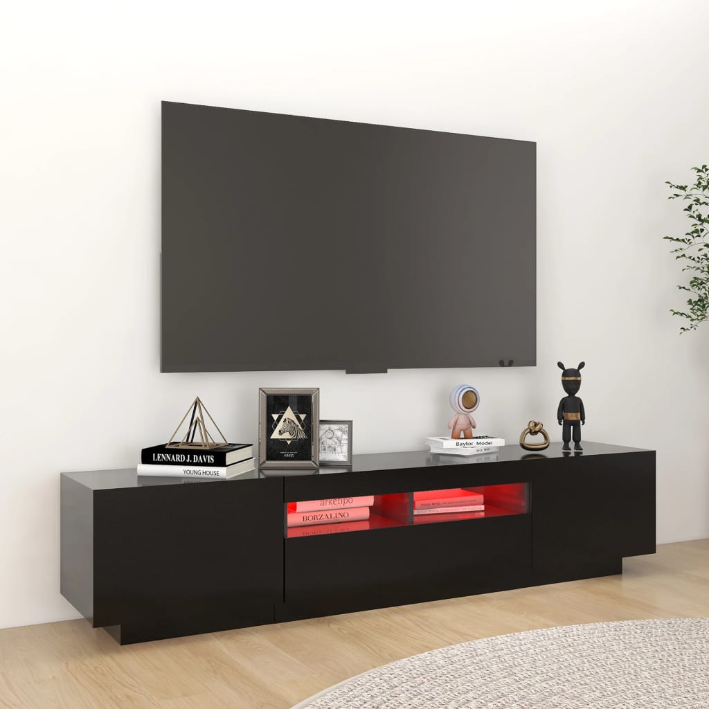 Tv-Meubel Met Led-Verlichting 180X35X40 Cm Zwart