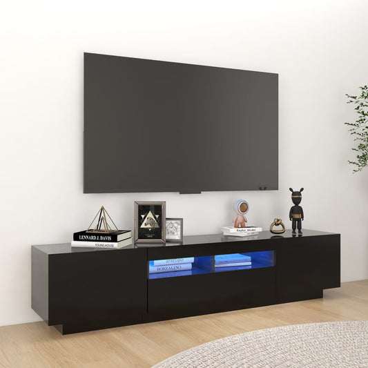 Tv-Meubel Met Led-Verlichting 180X35X40 Cm Zwart