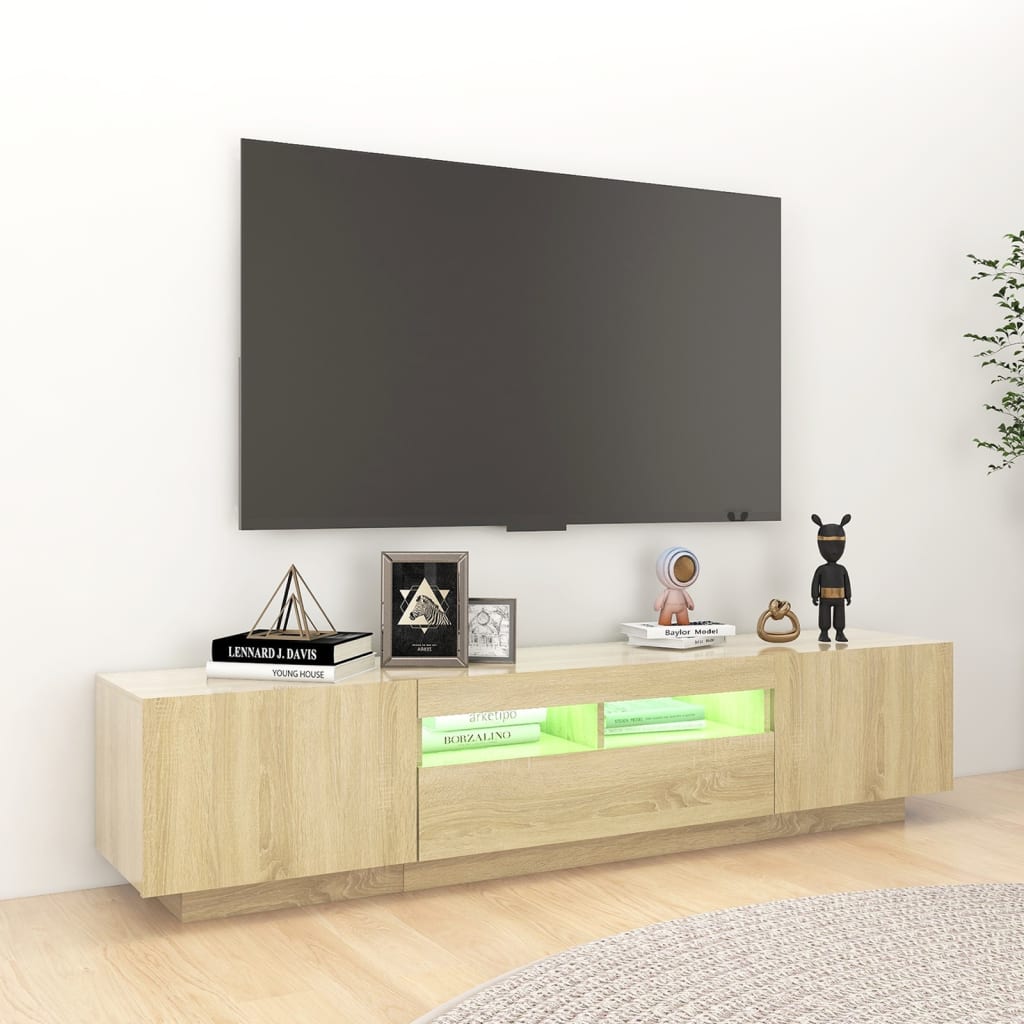 Tv-Meubel Met Led-Verlichting 180X35X40 Cm Sonoma Eikenkleurig