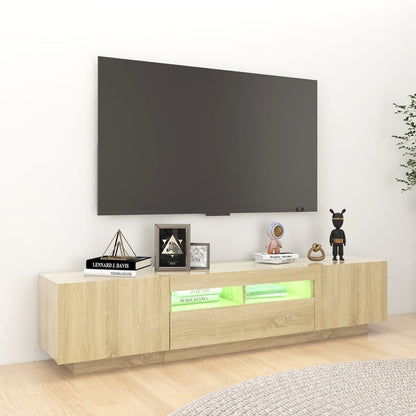 Tv-Meubel Met Led-Verlichting 180X35X40 Cm Sonoma Eikenkleurig