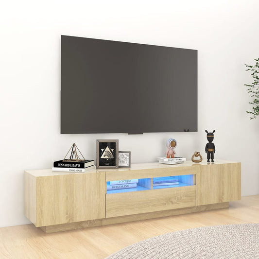Tv-Meubel Met Led-Verlichting 180X35X40 Cm Sonoma Eikenkleurig