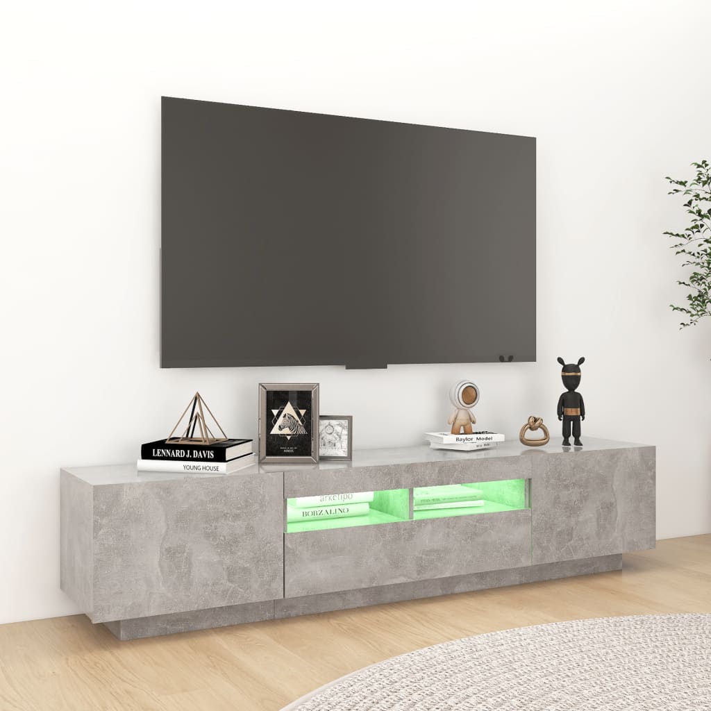 Tv-Meubel Met Led-Verlichting 180X35X40 Cm Betongrijs