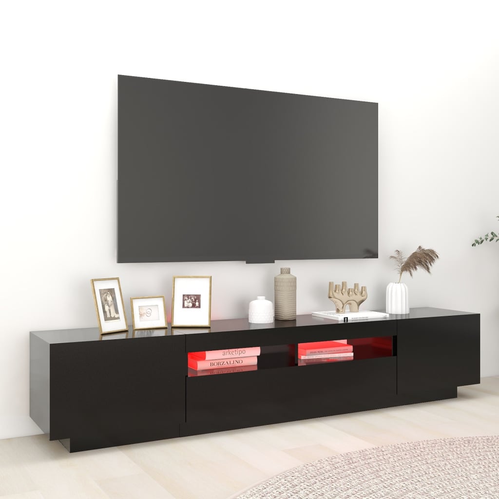 Tv-Meubel Met Led-Verlichting 200X35X40 Cm Zwart 1