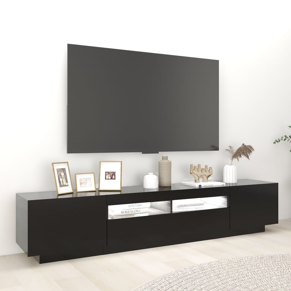 Tv-Meubel Met Led-Verlichting 200X35X40 Cm Zwart 1