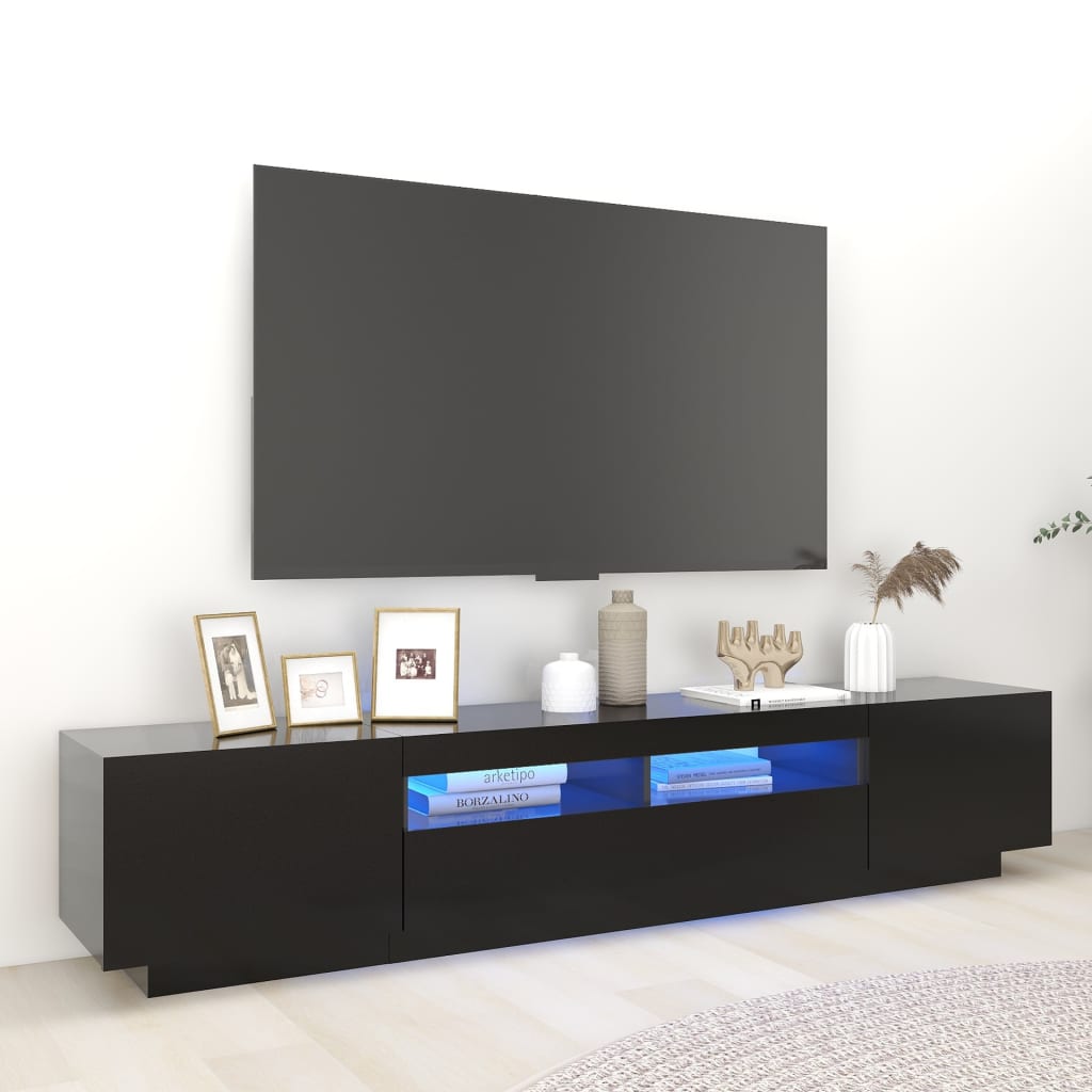 Tv-Meubel Met Led-Verlichting 200X35X40 Cm Zwart 1