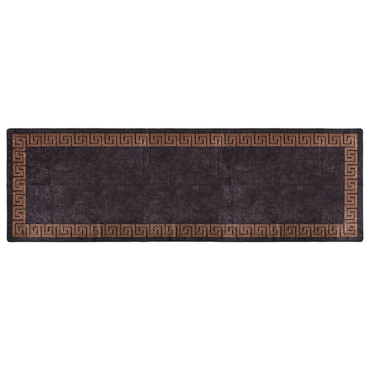 Vloerkleed Wasbaar Anti-Slip En Goudkleurig Zwart 80 x 300 cm