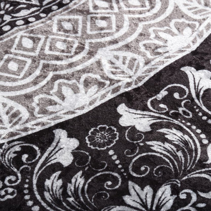 Vloerkleed Wasbaar Anti-Slip Meerkleurig Zwart En Grijs 190 x 300 cm